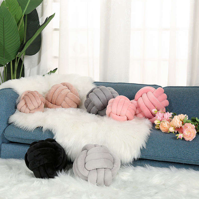 Velvet Knot Ball Pillow