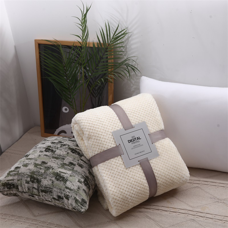 Thickened Solid Color Pineapple Plaid Blanket
