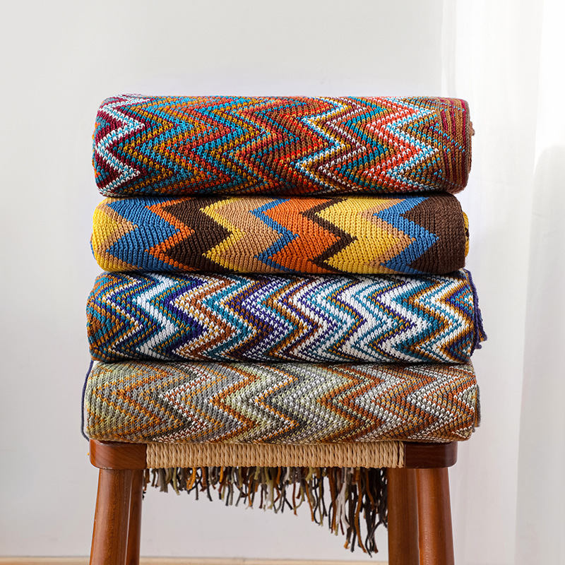 Navajo Daylight Acrylic Boho Knit Blanket