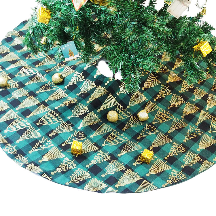 Green Black Plaid Gold Small Christmas Tree Christmas Tree Skirt