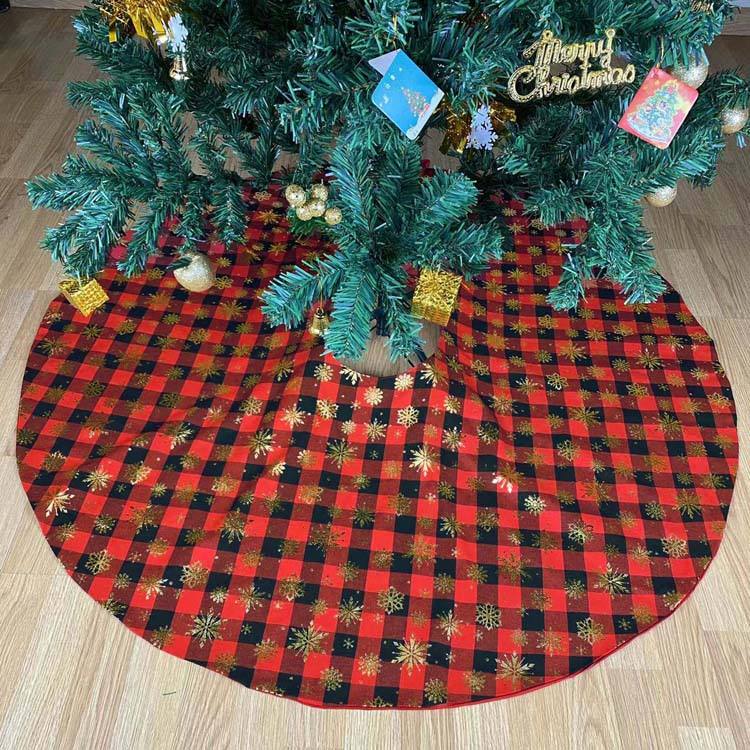 Red Black Plaid Gold Small Christmas Tree Christmas Tree Skirt